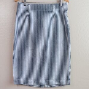 J.Crew Denim‎ Railroad Striped Midi Pencil Skirt Size 30 Fair Trade Certified